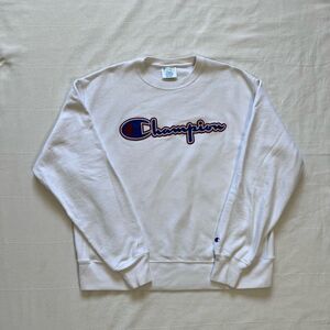 Champion embroidered white sweatshirt, size large
